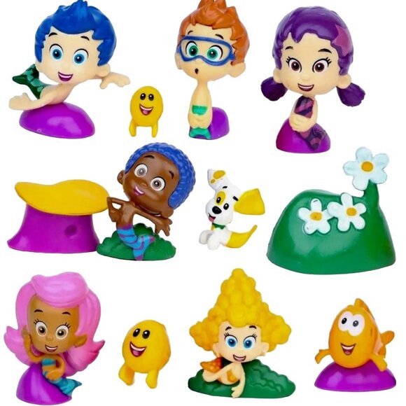 12pc Bubble Guppies Playset Molly Gil 12 Figure Cake Topper Toy Doll Set Cupcake - Picture 1 of 2